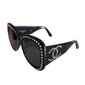 CHANEL Black Sunglasses with Silver Accents